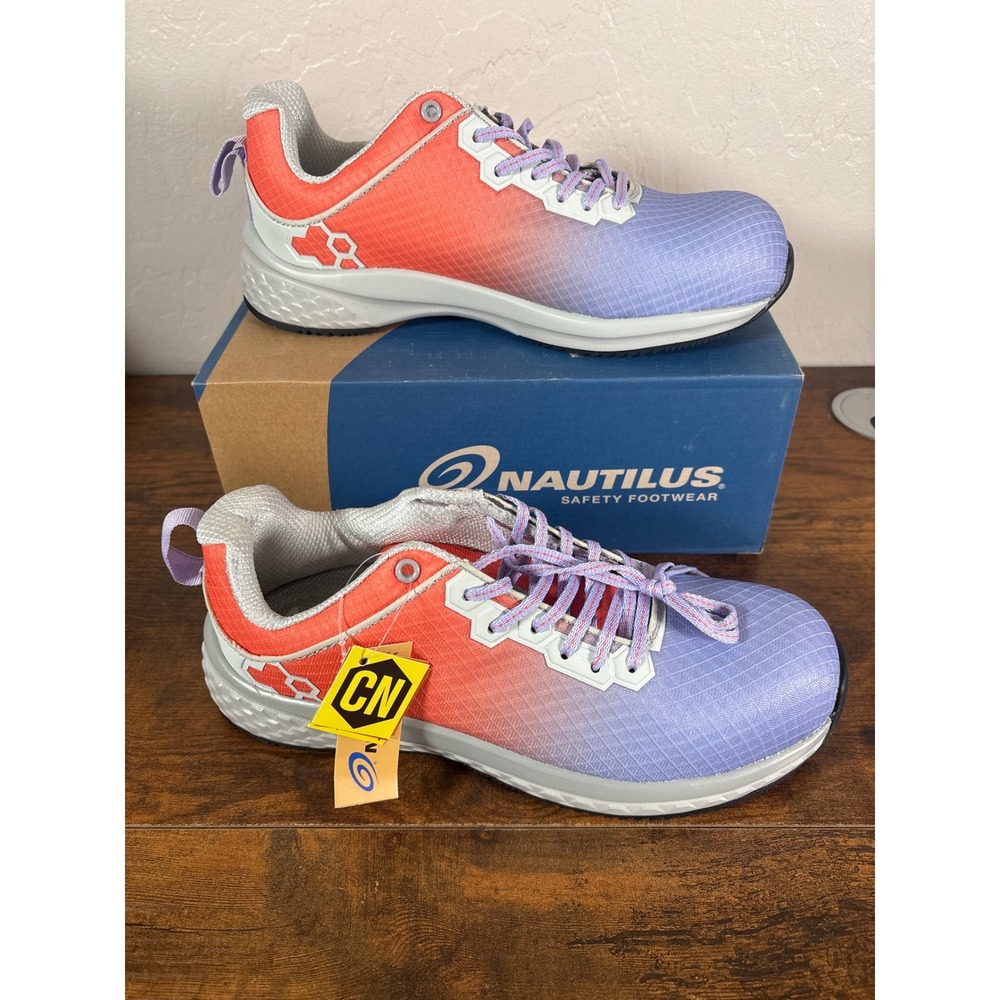 Nautilus Altus EH N1886 Womens 8.5 Orange Purple Carbon Toe Safety Work Shoes